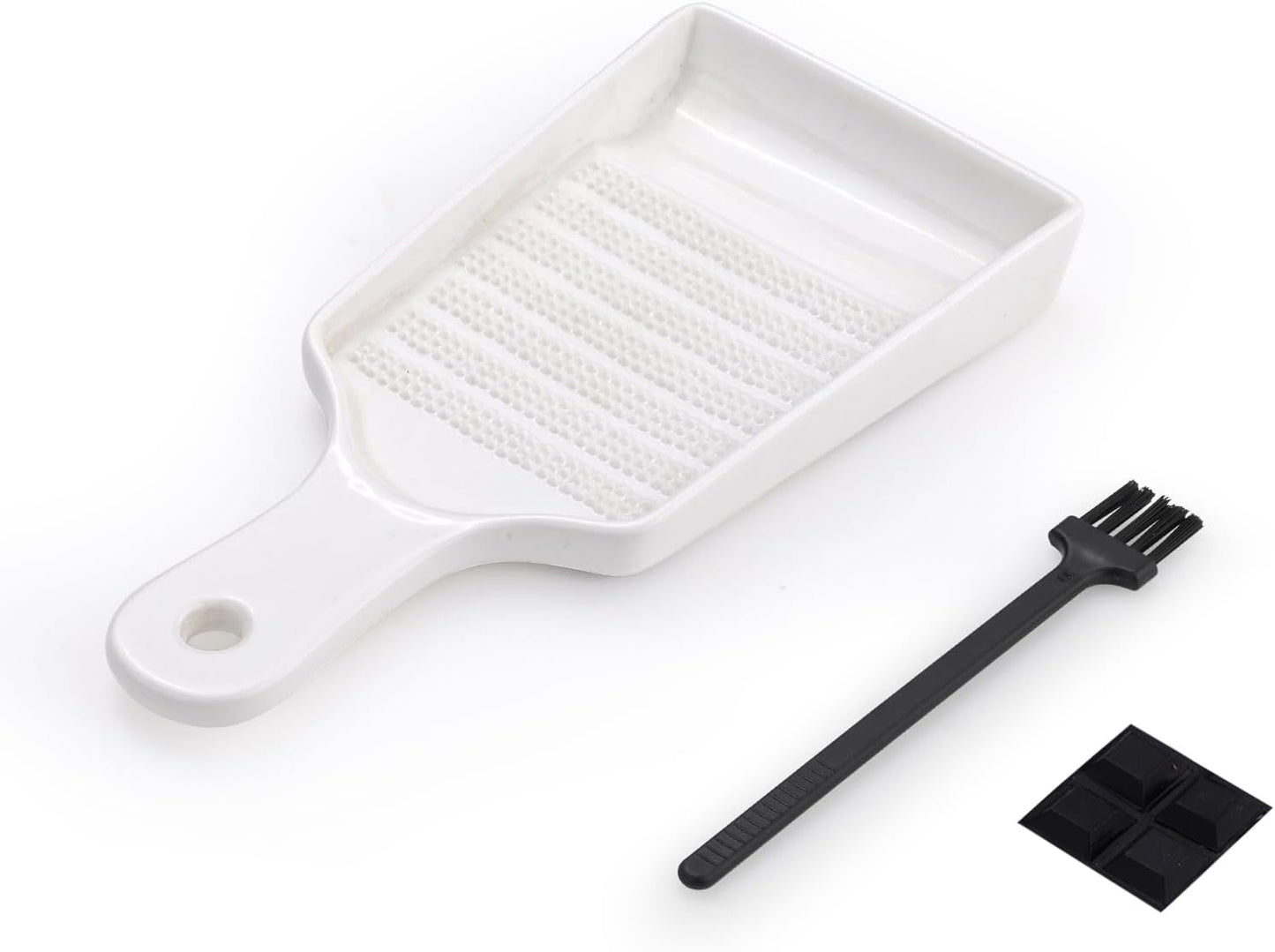 LELE LIFE Ceramic Grater Plate for Garlic and Ginger, Porcelain Garlic Grater Plate Bowl Dish for Grating, Grinding and Dipping (Oval)