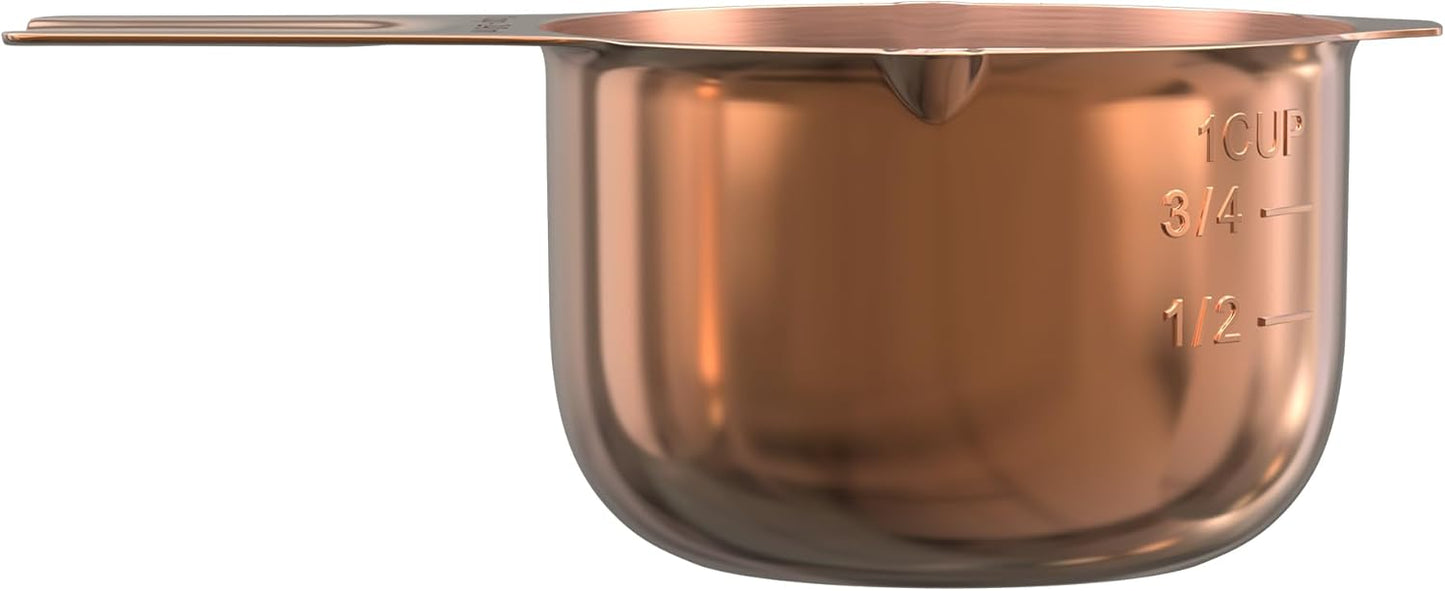 Color Up 2 Cup Measuring Cup, 480ml Stainless Steel Metal, Easy-Pour Spouts, Engraved Markings, Flat Base, Dishwasher Safe, for Dry and Liquid Ingredients