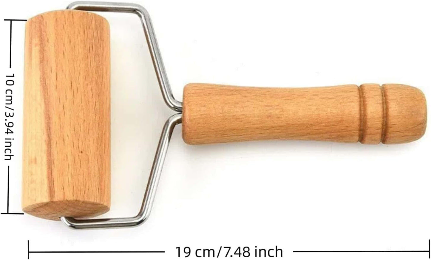 Stainless Steel & Beechwood Rolling Pin with Adjustable Thickness - Ergonomic Dumpling/Pasta Maker、Pizza, Kitchen Tool for Home Chefs, Dishwasher Safe & Rustproof Design (T)