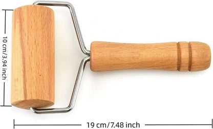 Stainless Steel & Beechwood Rolling Pin with Adjustable Thickness - Ergonomic Dumpling/Pasta Maker、Pizza, Kitchen Tool for Home Chefs, Dishwasher Safe & Rustproof Design (T)
