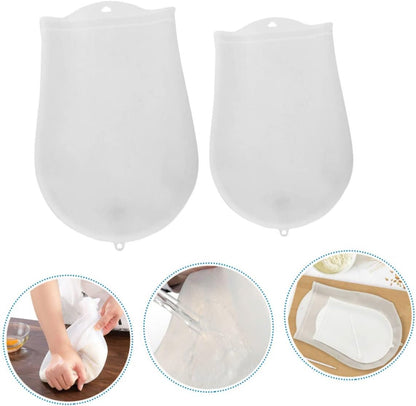 Zerodeko 2pcs Food-grade Silicone Dough Kneading Bags Cable Tie Thickened Non-stick Pastry Blender Pouch for Baking and Marinating Kitchen Supplies