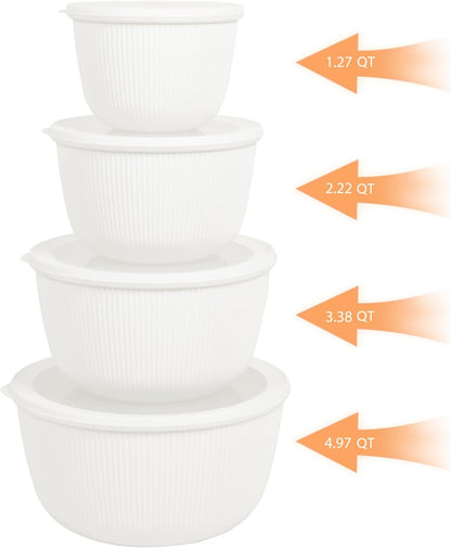 BoxedHome Mixing Bowls with Lids - 8 Piece Plastic Nesting Bowls Set includes 4 Prep Bowls and 4 Lids, Microwave and Dishwasher Safe, Green