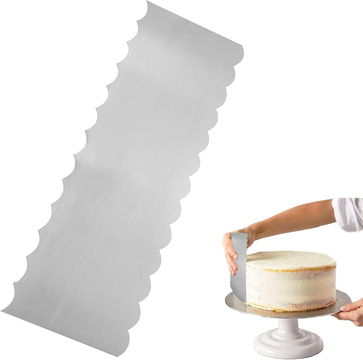 8.6 Inch Stainless Steel Cake Scraper Metal Scraper for Cake Smoother Leveler Scraper Cake Decorating Comb Cake Cutter for Mousse Butter Cream