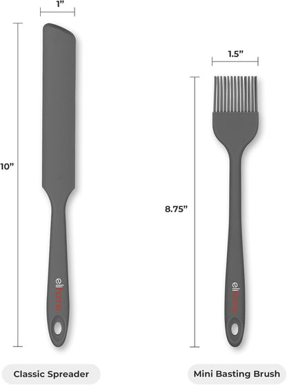 Elihome Mini Silicone Basting Pastry Brush, Cooking Brush for Oil Sauce Butter Marinades, Food Brushes for BBQ Grill Kitchen Baking, Baster Brushes Food Grade, Slate Teal Grey