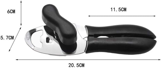 Manual Can Opener,Stainless Steel Heavy Duty Can Opener with Bottle Opener,Multifunctional Easy Turn Knob Smooth Edge Can Opener with Soft Handle,Hand Can Opener for Seniors