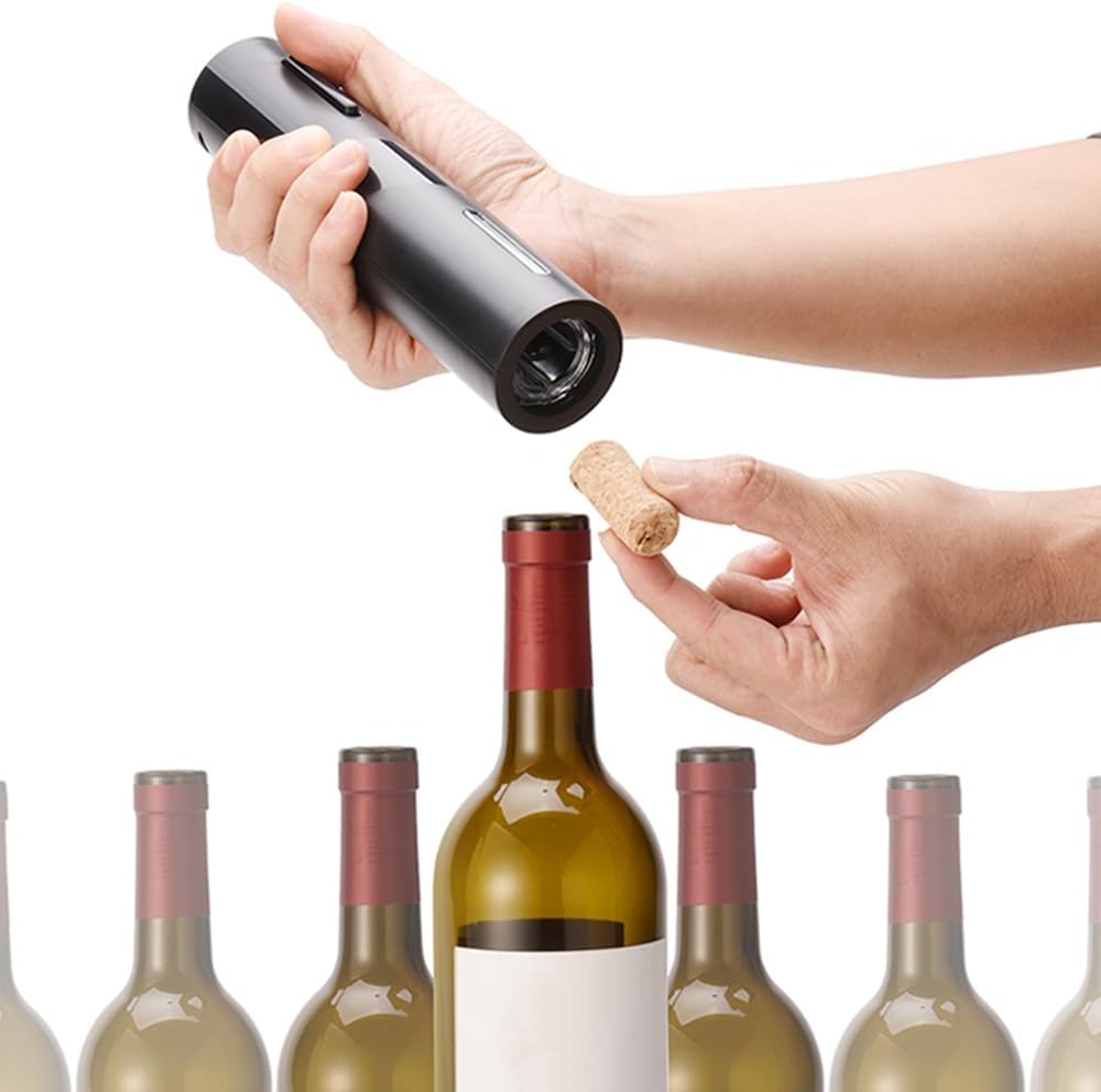 COKUNST Electric Wine Opener, Battery Operated Wine Bottle Openers with Foil Cutter, One-click Button Corkscrew Remover for Home Kitchen Party Wedding