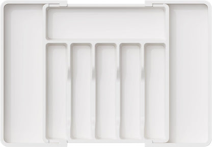 Lifewit Silverware Drawer Organizer, Expandable Utensil Tray for Kitchen, BPA Free Flatware and Cutlery Holder, Adjustable Plastic Storage for Spoons Forks Knives, 11-18 x 14", Black