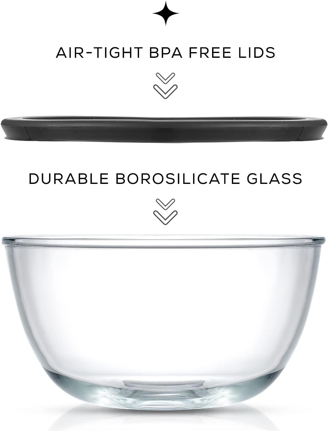 JoyJolt Kitchen Mixing Bowls - 8pc Glass with Lids Set – Neat Nesting Large Bowl Batter Cooking Storage and Big Salad BPA-Free Red