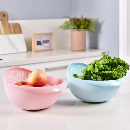 Rice Sieve Plastic Colander Kitchen Drain Basket with Handles Rice Bowl Strainer Strainer Basket Sink Drain Kitchen Tools (green)