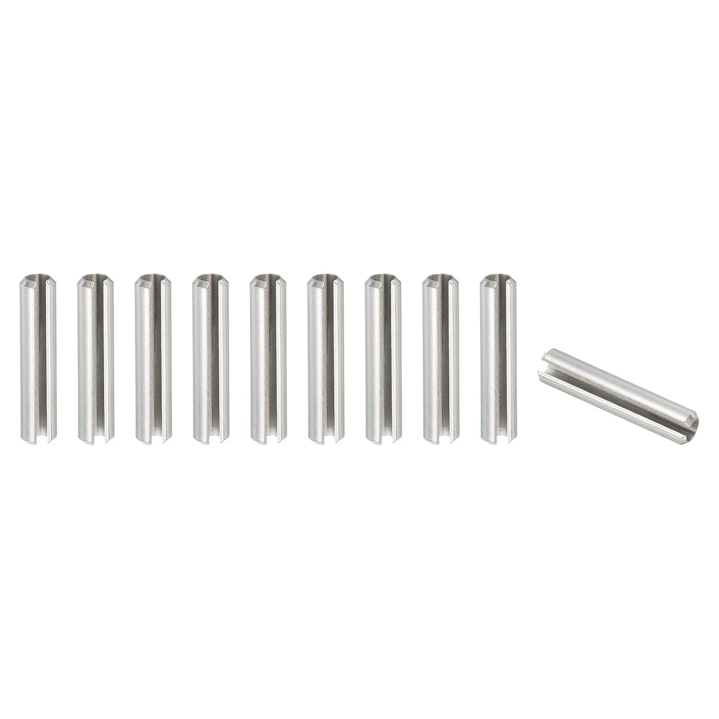PATIKIL Slotted Spring Pin, 50 Pcs 1/8" x 3/4" (3.2mm x 20mm) 304 Stainless Steel Split Roll Pins Spring Dowel for Home Improvement Automotive Machine Repair, Silver - Colors A