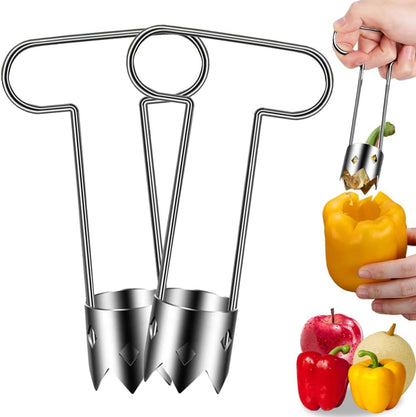 Red Bell Pepper Corer, Apple and Pineapple Corer, Kitchen Gadgets 2025 New Stainless Steel Corers Remover Tool for Fruit and Vegetable (SilverT)