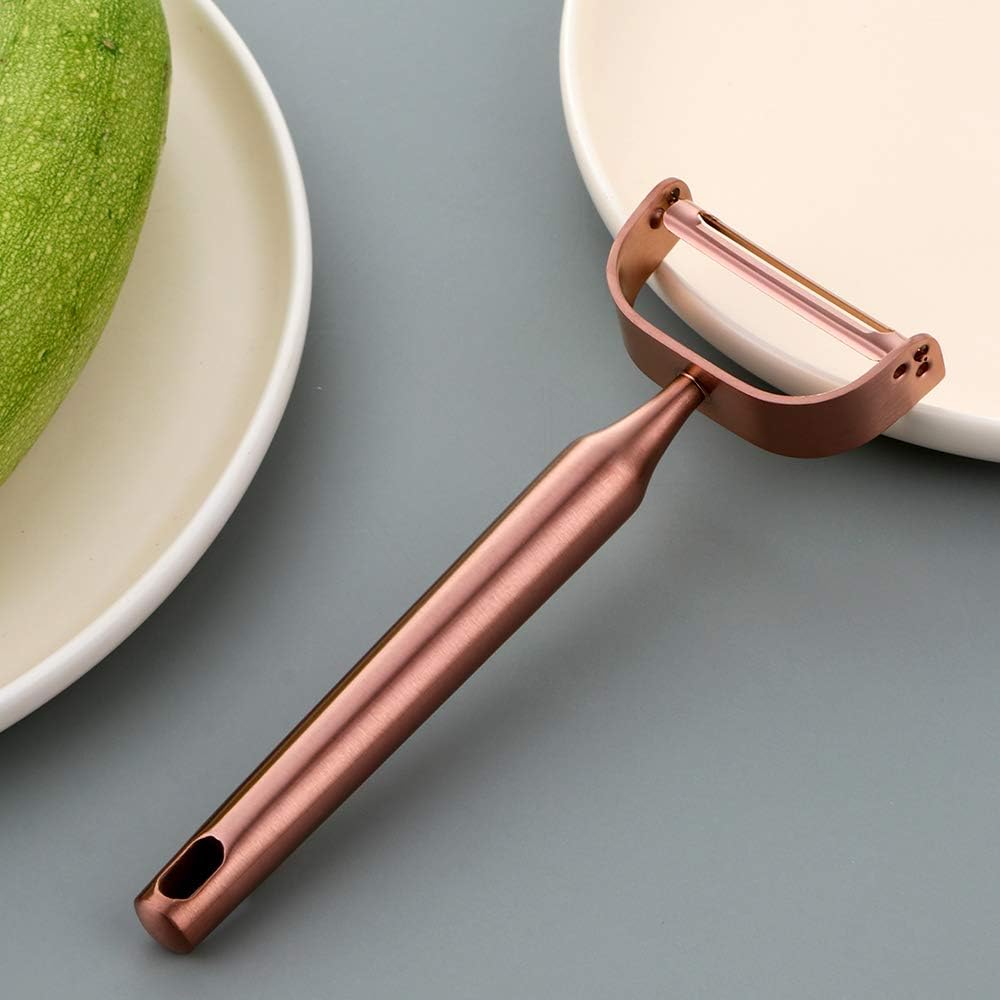 Stainless Steel Vegetable Peeler Gold 2 Pieces, with Potato Eye Remover & Swiveling Twin Blades, Y Shaped Titan Potato Peeler for Fruit & Veggie, Dishwasher Safe