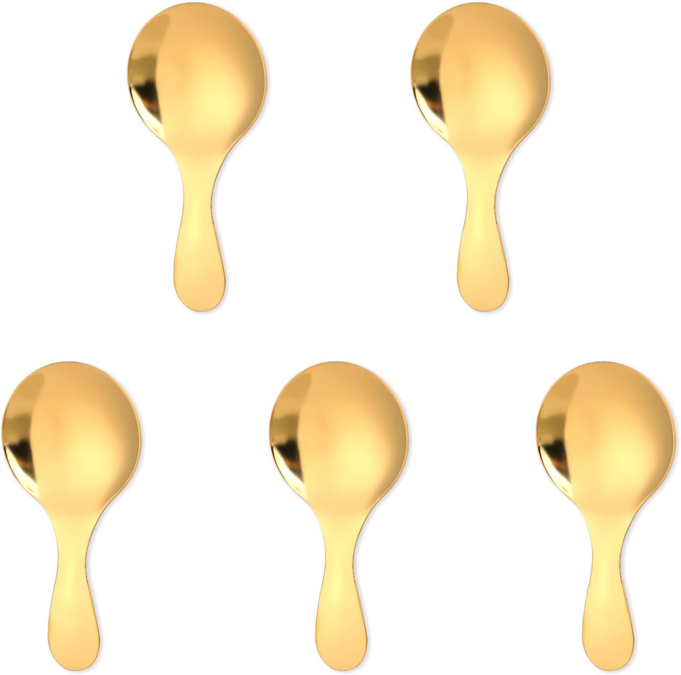 5 PCS Short Handle Spoons Gold Mini Scoops Stainless Spoons for Canisters Small Coffee Scoops Candy Scoops for Condiments Tea Desserts Coffee