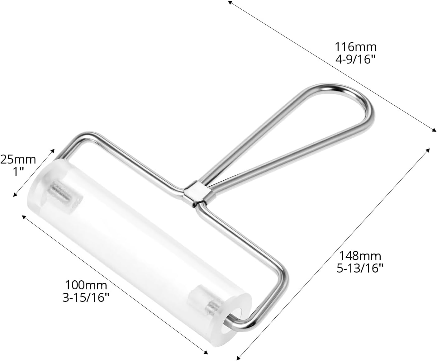 QWORK Clear Acrylic Roller 4 Inch, Transparent Rolling Pin for Anti Skid Tape Application Clay Sculpting and Stamping Tools Easy to Use Construction Tool