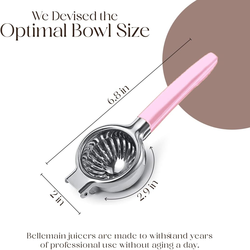 Bellemain Citrus Juicer | Metal Lemon Squeezer | Lime and Lemon Juicer Stainless Steel with Silicone Handles | Manual Juicer, Citrus Squeezer, Hand Held Juicer | Bar Juicer for Bartender (White)