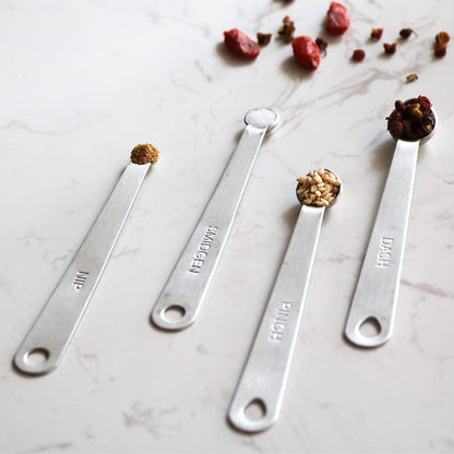 Mini Measuring Spoons Set, Small Stainless Steel Teaspoon for Cooking and Baking, Suitable for Tiny Amount of Dry or Liquid Ingredients and Spices (1/8, 1/16, 1/32, 1/64 tsp)