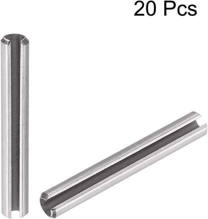 uxcell Slotted Spring Pin - M4 x 30mm 304 Stainless Steel Split Spring Roll Dowel Pins Plain Finish 20Pcs