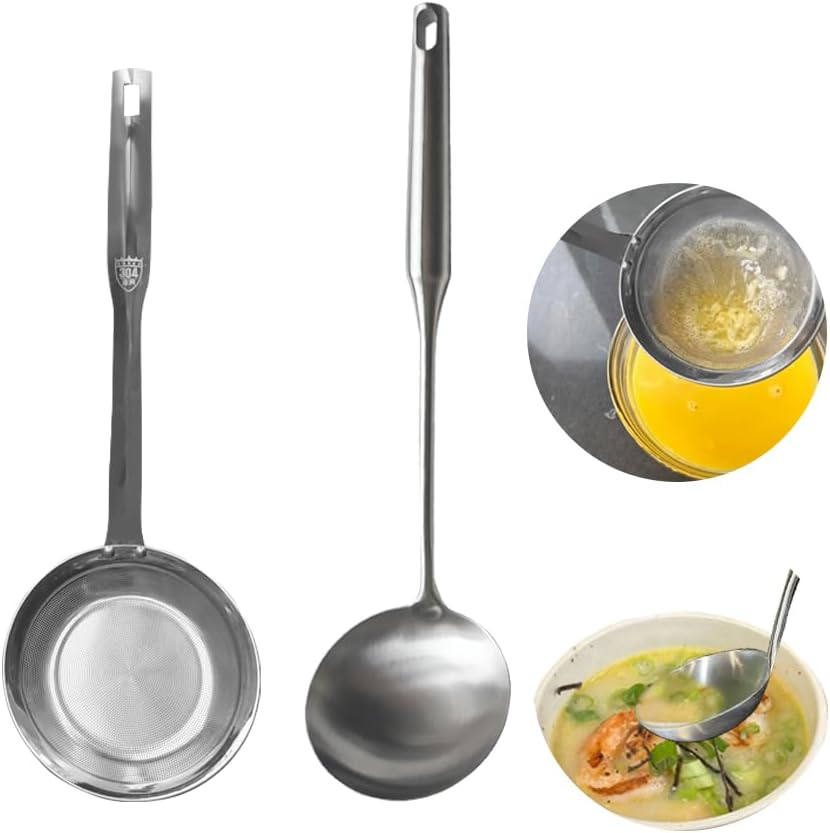 Fine Mesh Stainless Steel Colander，2025 Stainless Steel Filter,Durable Multi-Functional Kitchen Cooking Net Strainer (2-Piece Set),Strainers Fine Mesh，Profesional Stainless Strainer.