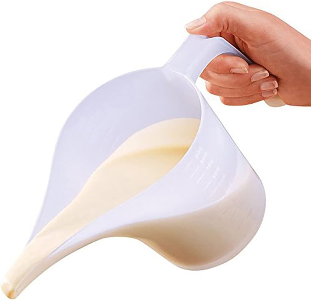 500ml Measuring Cup with Long Spout, Plastic Measuring Pitchers with Funnel Spouts, Pancake Batter Dispenser for Baking