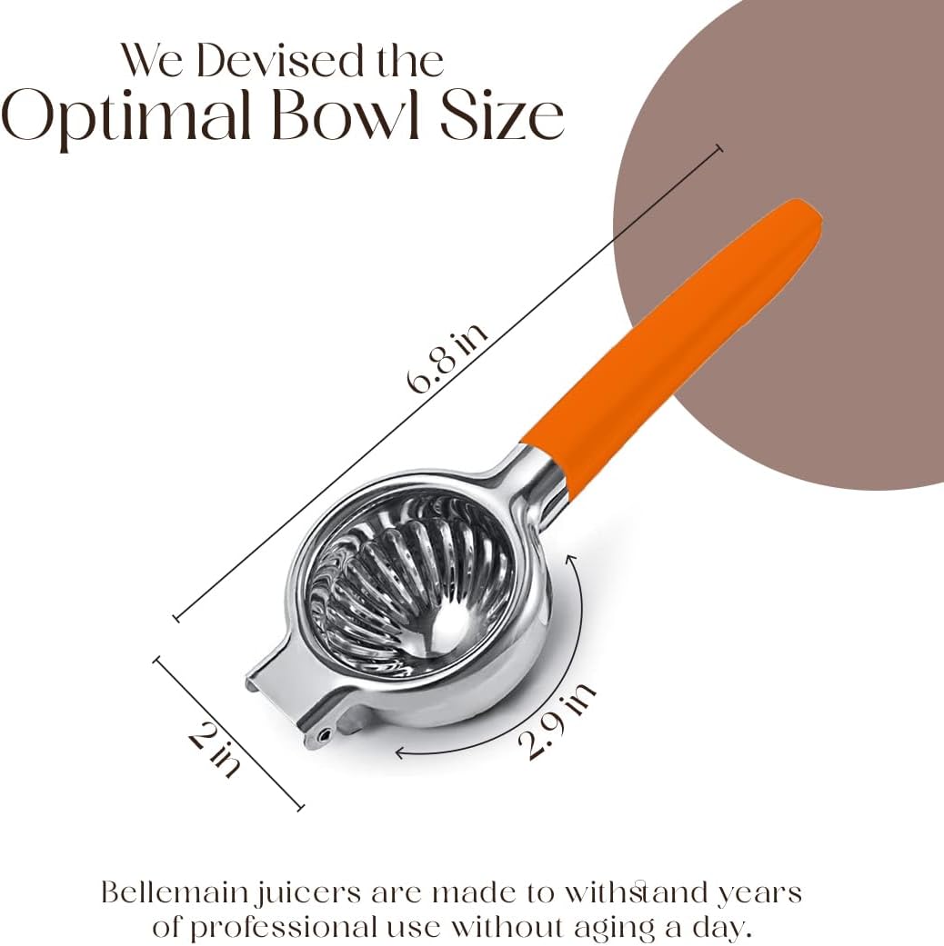 Bellemain Citrus Juicer | Metal Lemon Squeezer | Lime and Lemon Juicer Stainless Steel with Silicone Handles | Manual Juicer, Citrus Squeezer, Hand Held Juicer | Bar Juicer for Bartender (White)