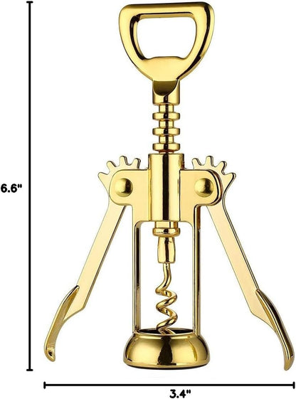 JXS Simple Wing Corkscrew Gold Wine Opener and Beer Opener, Multifunctional Wine Corkscrew Opener