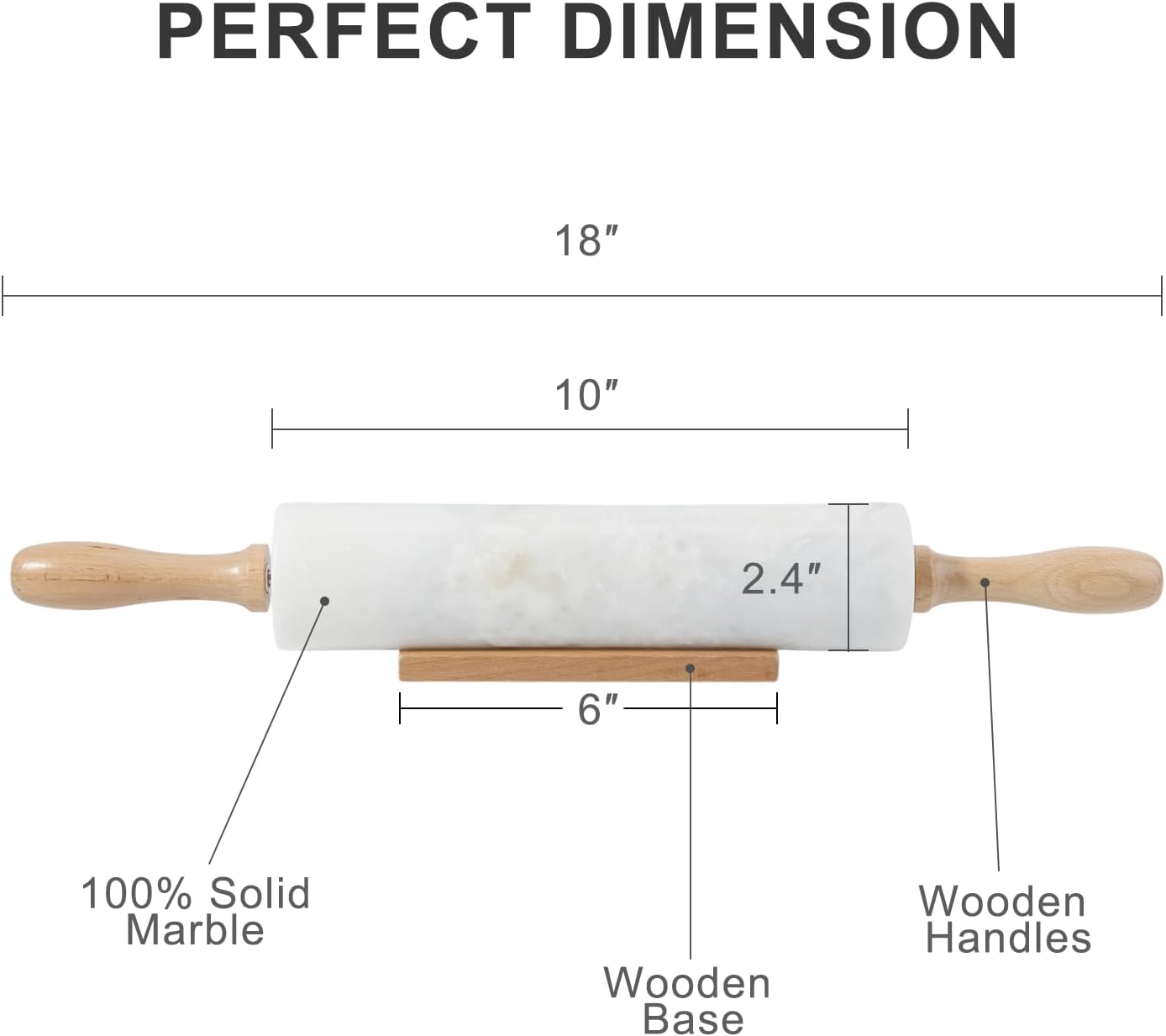 Koville Indian Green Marble Rolling Pin, Non-Stick Stone Dough Roller, 18 Inch Rolling Pin for Baking,Pasta, Dumpling, Ravioli, Fondant,Pie Crust, Kitchen Baking Pastry Tools, Kitchen Essential