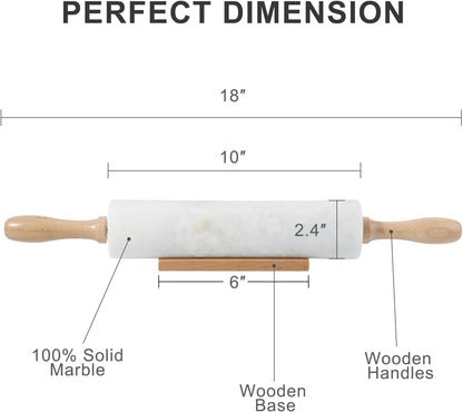 Koville Indian Green Marble Rolling Pin, Non-Stick Stone Dough Roller, 18 Inch Rolling Pin for Baking,Pasta, Dumpling, Ravioli, Fondant,Pie Crust, Kitchen Baking Pastry Tools, Kitchen Essential