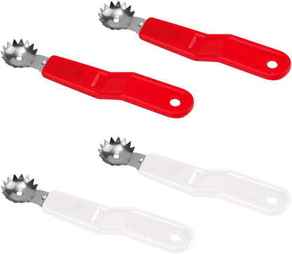 4pcs Stainless Steel Fruit Corer Tool, Tomato Strawberry Huller Vegetable Stem Remover Kitchen Gadget for Easy Fruit Balling (White)
