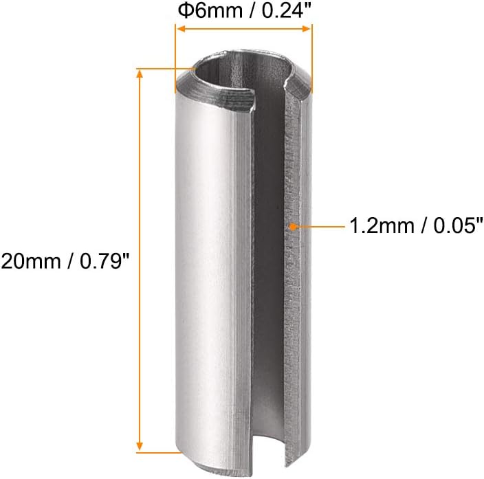 uxcell Slotted Spring Pin - M4 x 30mm 304 Stainless Steel Split Spring Roll Dowel Pins Plain Finish 20Pcs