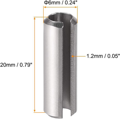 uxcell Slotted Spring Pin - M4 x 30mm 304 Stainless Steel Split Spring Roll Dowel Pins Plain Finish 20Pcs
