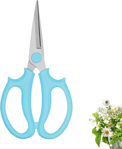 Leize Flower Scissors, Premium Thickened Stainless Steel Floral Shears, Strong Pruner for Flowers, Branches and Leaves (Grey Green Slender)