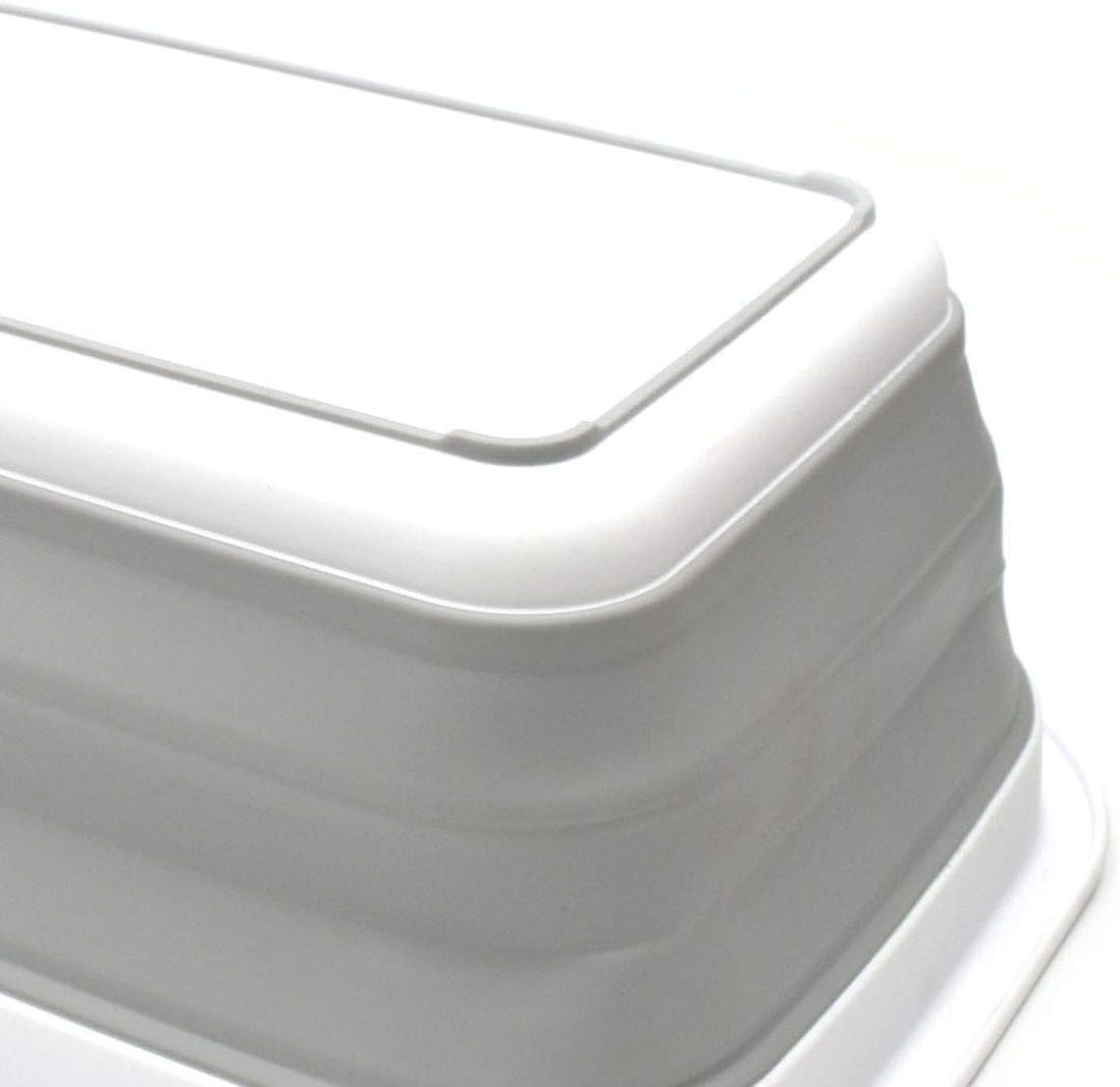 SAMMART 9.2L (2.37Gallon) Collapsible Wash Basin - Foldable Outdoor Picnic Basket - Portable Plastic Tub - Space Saving Storage Container with Size : 15.3 x 11.2 x 5.5/1.5" (M, Gray)