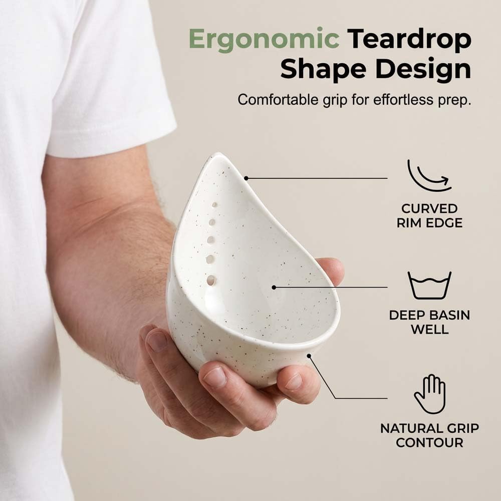 Herb Stripper Bowl, 2026 NEW Ceramic Herb Peeling Bowl with Multi-Size Holes, Pottery Leaf Stripping Tool for Kitchen, Fast Herb Removal for Kale, Basil, Rosemary, Cilantro, Parsley (White)