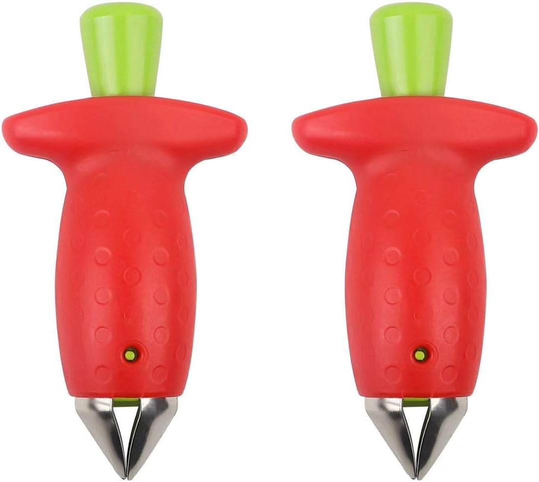 Original Stem Gem Strawberry Huller, Red/Green, quick Remove Strawberry Stem Tool,Kitchen Tools and picnic Gadgets,（2packs)