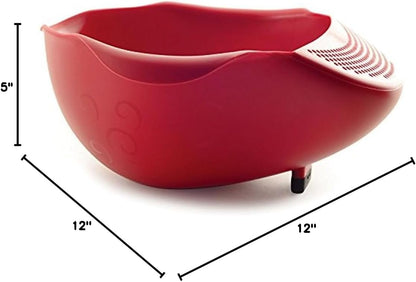 Norpro NOR-2176 Plastic Serving Bowl with Strainer , Red