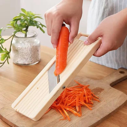 Japanese Mandoline Slicer for Kitchen, 5" Wide Stainless Steel Blade Mandolin Vegetable Cutter, Ivory