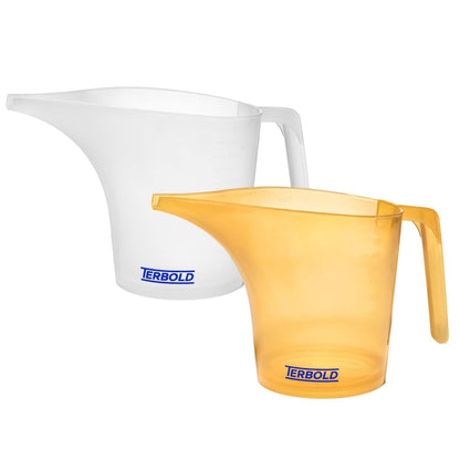 Funnel Pitcher with Spout 4pc Set | 1 Liter Plastic Measuring Pitchers for Cake, Pancake Dispenser, Soap Pouring or Oil Automotive use