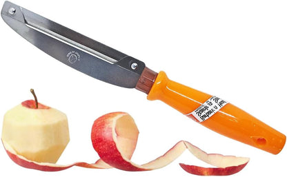 WitnyStore Kitchen Tool 8½" Long Orange Plastic Handle Stainless Steel Peeler - Thai Cooking Utensils Multipurpose Portable Hand-Held Cookery Equipments for Preparing Food Fruit Vegetable