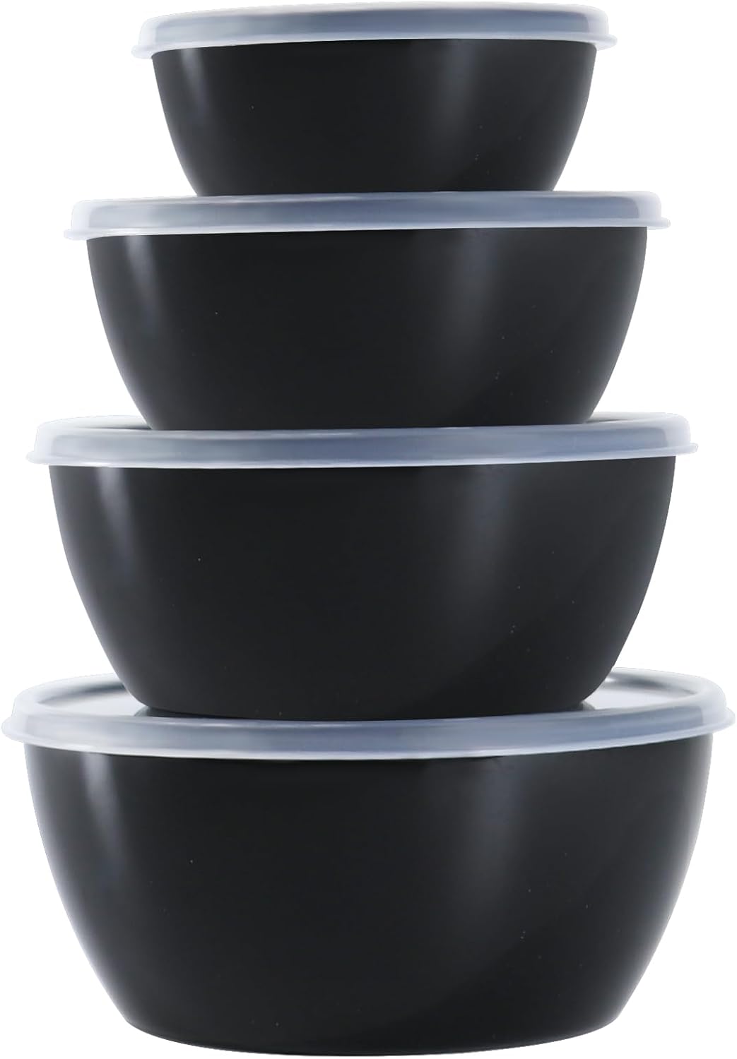 4-Piece Classic Plastic Prep Bowls with Lids, Nesting Plastic Small Mixing Bowl Set for Mixing, Baking, Prepping, Cooking and Serving Food, Microwave and Dishwasher Safe