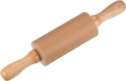 HARFINGTON Silicone Rolling Pins for Baking 12.2 Inch Non-Stick Silicone Surface Wooden Handle Rolling Pin Small Roller Playdough Rolling Pins for Fondant Kitchen Dough Pizza, Green
