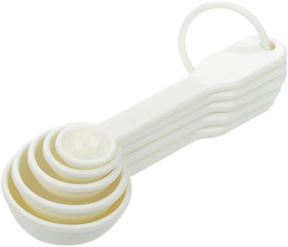 5 in 1 White Plastic 1g 2.5g 5g 10g 15g Measuring Spoons Set Kitchen Baking Tools