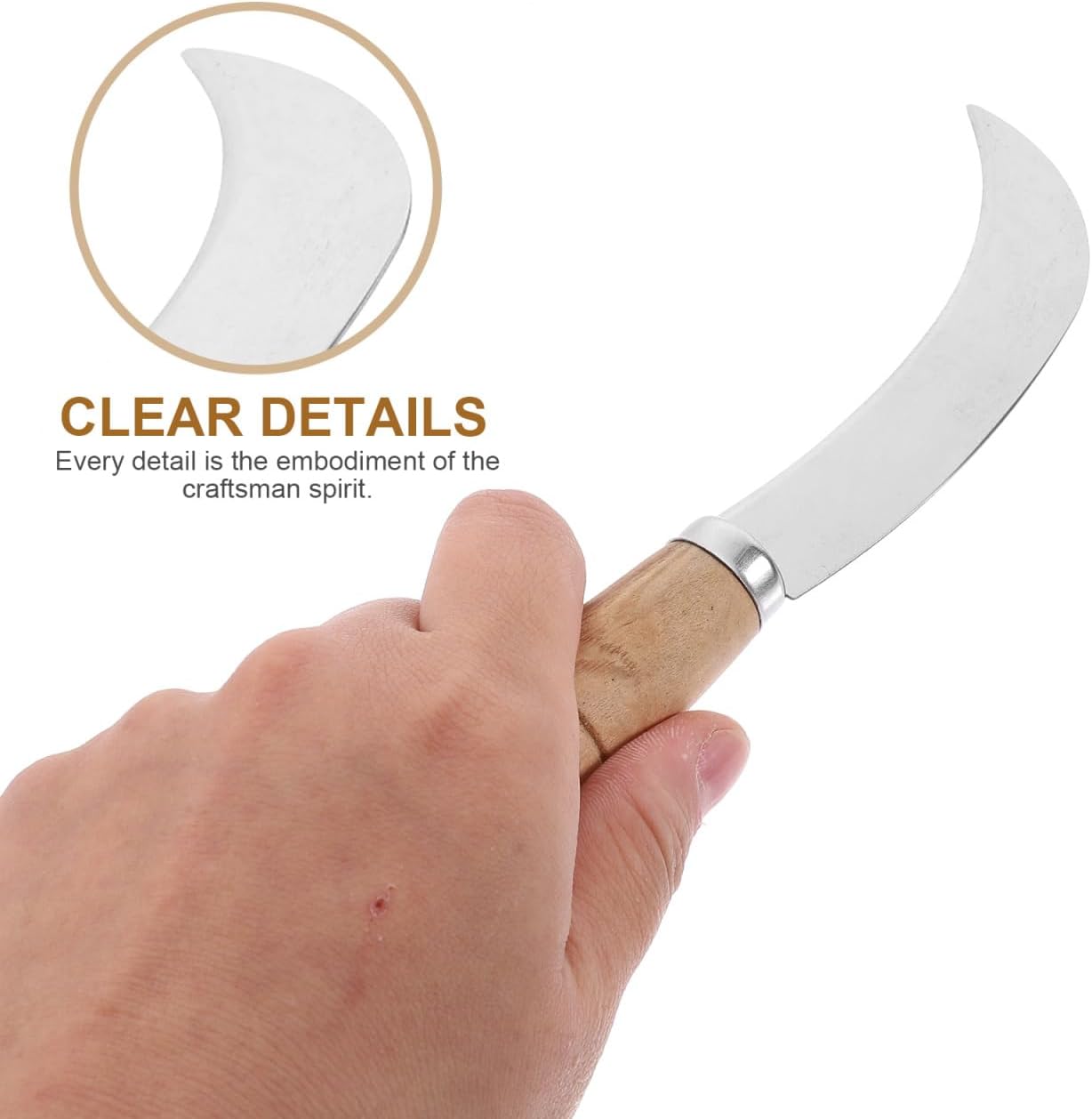 Abaodam 7Inch Stainless Steel Curved Fruit Knife, with Wooden Handle for Peeling and Cutting Pineapple Banana and Tropical Fruits Kitchen Tool