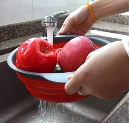 Collapsible Colander Set of 2 Round - Silicone Kitchen Strainer Set