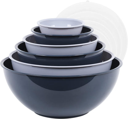 BoxedHome BPA Free Plastic Round Mixing Bowl with Lids, 12 Pack Nesting Bowls with Lids Set, Microwave and Dishwasher Safe Prep & Serving Bowls Great for Mixing, Baking, Serving (Pink, 12pcs)