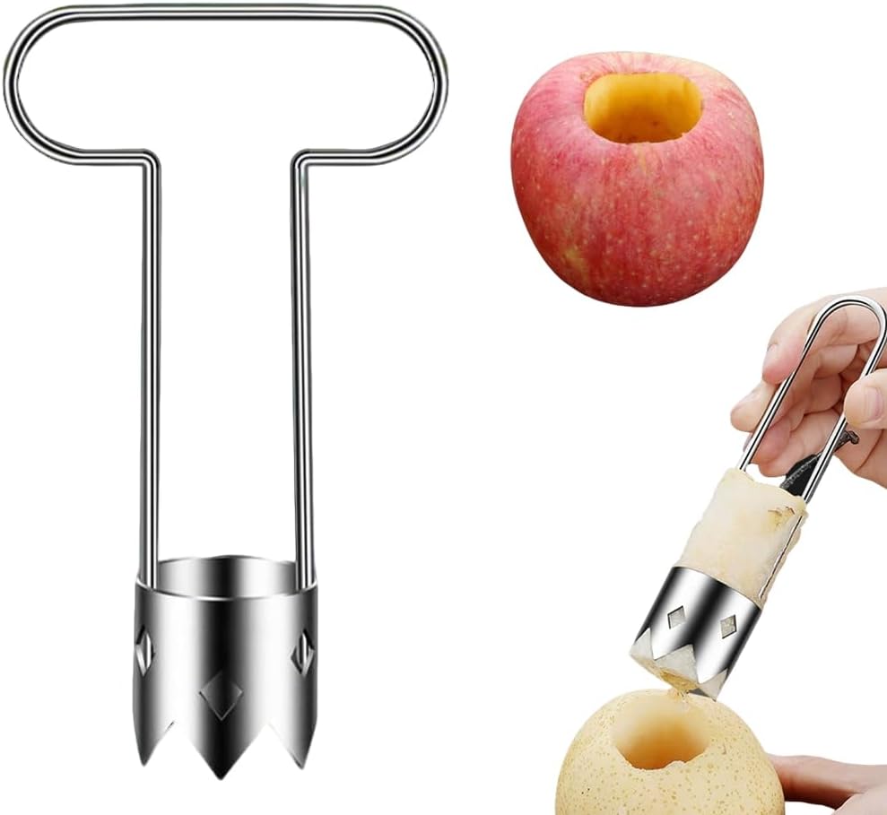 Red Bell Pepper Seed Corer,Fruit and Vegetable Corer,Remove The Pit From Pear,Pineapple and Apple,304 Stainless Steel Quick Corer Remover Tool Kitchen,Reusable,Ergonomic Handle (2pcs)