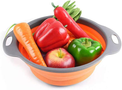 Collapsible Colanders with Handles, Food-Grade Silicone Kitchen Strainer Space-Saving Design For Pasta, Red