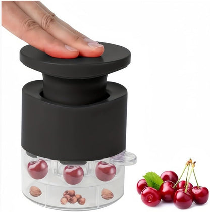 Black multi cherry pitter tool 7-hole cherry seed remover, cherry pitter tool pit remover, Easy to Make Cherry Jam - Cut 7 Cherry Kernels at Once, Ergonomic Push Design