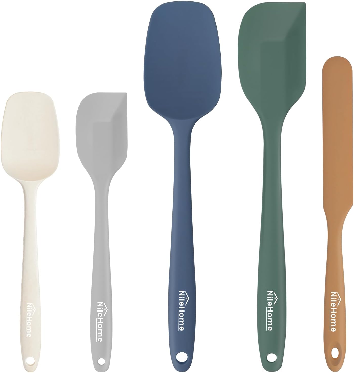 NileHome Silicone Spatula Set, 5 Pieces Food Grade Kitchen Utensils with Silicone Brush Heat Resistant BPA-free Rubber Spatula for Scraping, Baking, Cooking, Mixing—Black