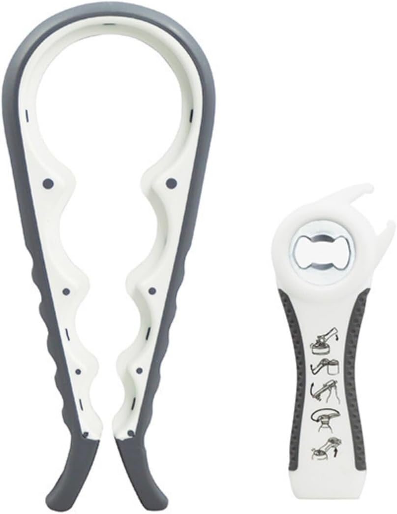 Multi-Grip Jar Opener and Bottle Opener Tool, Ergonomic Design with Non-Slip Handles, (biack and red)