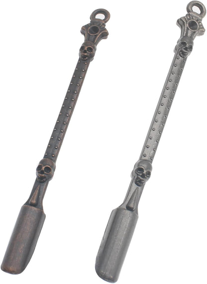 Mini Powder Medicine Scoop 2pcs Metal Shovel Spoon Shovel Scoop with Crystal for Bottle Home Supplies (Antique silver + Bronze)